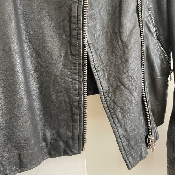 Madewell The Washed Leather Motorcycle Jacket in Black Size Large - Picture 4 of 13